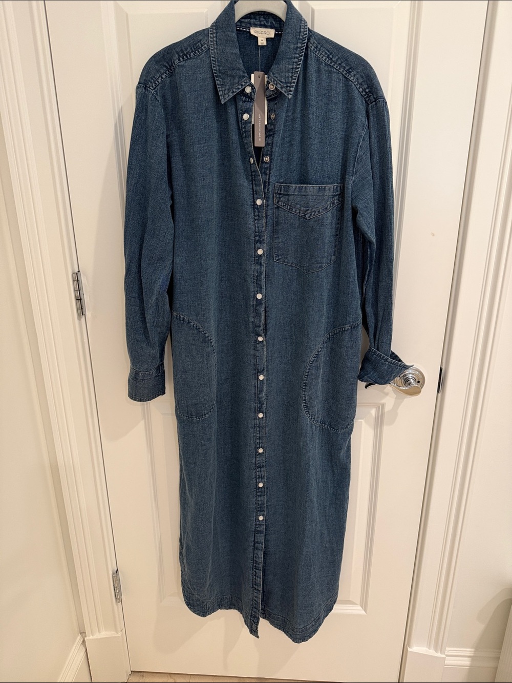 Anthropologie Denim Long-Sleeve Shirtdress by PILCRO XS NWT